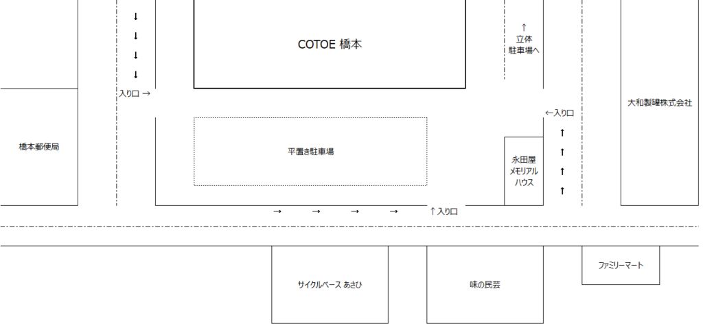 「COTOE 橋本」の開業日が5月29日（金）で決定しました。駐車場の入り方。